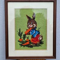 Quadro Ricamo Mezzopunto Coniglio