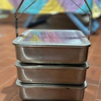 Portavivande/gavetta vintage in metallo ‘60/‘70