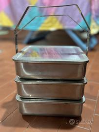 Portavivande/gavetta vintage in metallo ‘60/‘70