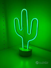 Lampada cactus neon led verde decorazione luminosa