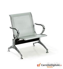 Panca per sala attesa 1 posto in acciaio Silver