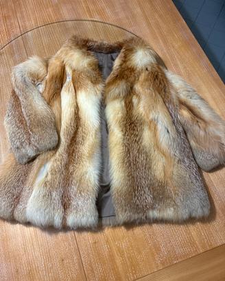 giacca vintage in volpe rossa naturale/golden