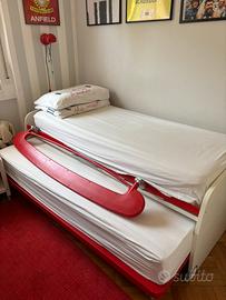 Letto a ponte Moretti Compact bianco e rosso