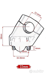 Riser per rialzo manubrio moto da 22 mm