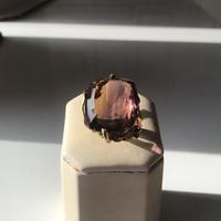 anello argento bagno oro con ametista/citrino