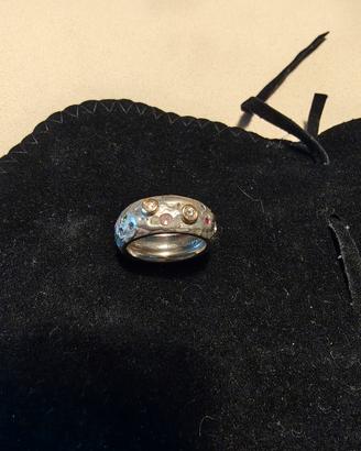 Anello donna argento, brillanti e pietre