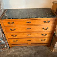 Comò Antico con Piano in Marmo Verde Alpi