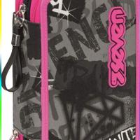 Seven Astuccio Scuola 3 Zip, Triplo Scomparto 