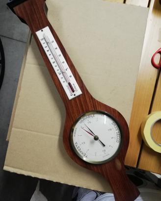 Barometro e termometro da parete in legno