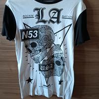 t-shirt bianca e nera teschio uomo Alcott tg S