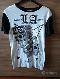 t-shirt bianca e nera teschio uomo Alcott tg S