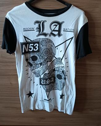 t-shirt bianca e nera teschio uomo Alcott tg S