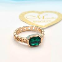 Anello Donna Dorato Con Pietra Verde Misura 17
