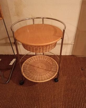 Carrello da the o da bar in vimini ,e faggio