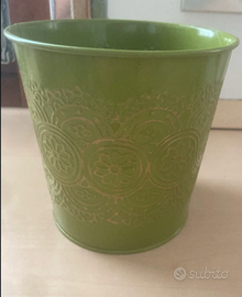 Vaso o coprivaso in latta verde 13 cm