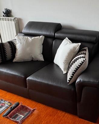 Divano letto 3 posti in pelle colore marrone