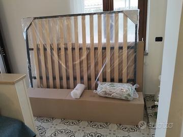 letto contenitore matrimoniale colore bianco