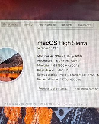 Mcbook air 13” early 2015 buonissime condizioni