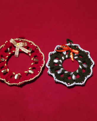 Set 2 decorazioni natalizie ad uncinetto
