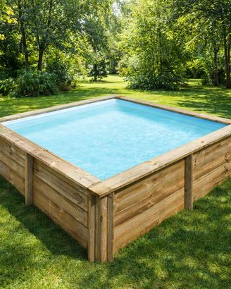 PISCINA GRE LEGNO quadrata 225x225x68