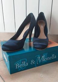 Décolleté raso blu 38