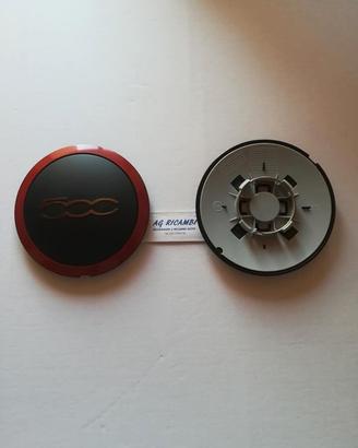 1 Coprimozzo Rosso ORIGINALE Fiat 500 Cinqucento