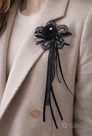 Spilla Floreale Nera Stile Gotico/Vittoriano