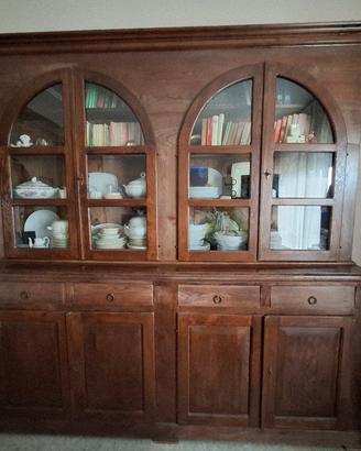 Credenza Rustica in Legno Massiccio con Vetrina