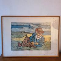 quadro xilografia Serafini 79 artista italiano ann