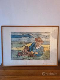 quadro xilografia Serafini 79 artista italiano ann