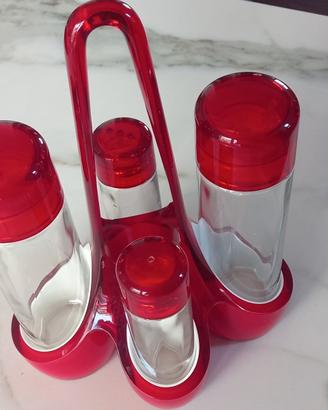 Set menage Bicolore Guzzini olio/aceto/sale/pepe