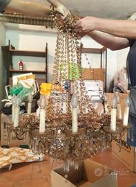 lampadario originale antico in cristallo 