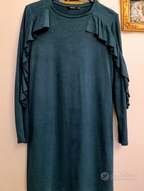 Vestito verde con balze XS