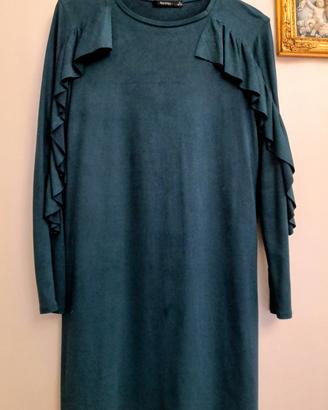 Vestito verde con balze XS