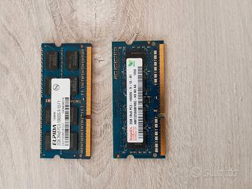 Numero 2 moduli RAM DDR3 2 GB 1333 MHZ per Noteboo