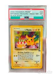 Pokemon PSA 8 Birthday Pikachu #24 Holo Black Star