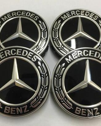 4 tappi x mercedes 75 mm classe A B C E CLA CLK M