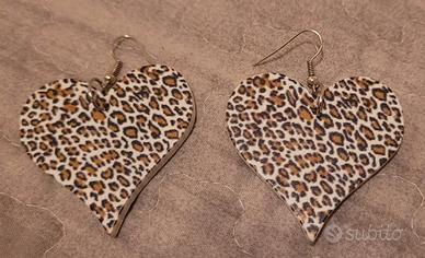 orecchini cuore leopardati