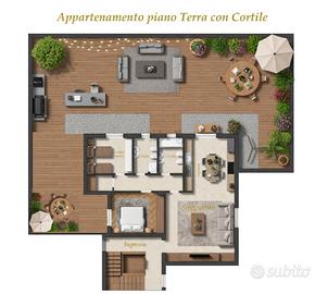 Appartamento tipo villetta con cortile