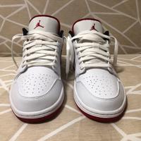 Scarpe uomo nike air jordan 1 low bianche/rosse 45