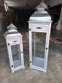 Lanterne decorative in legno con vetri