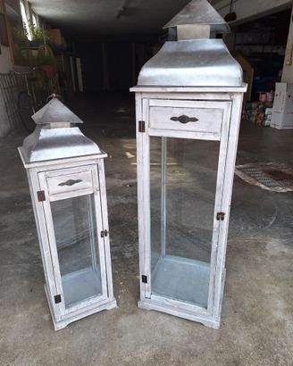 Lanterne decorative in legno con vetri