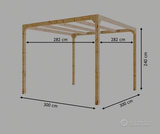 gazzebo  in legno 3x3