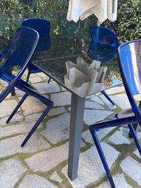 Tavolo da Giardino in vetro temperato nero + sedie