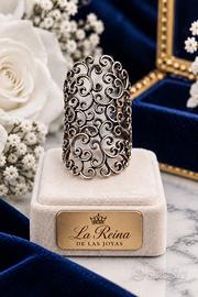 Anello regolabile argento 925 brunito filigrana 12