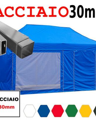 Gazebo pieghevole 3x6 blu giardino feste eventi