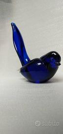 vetro di Murano: uccellino  blu cobalto Cenedes
