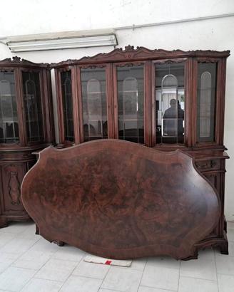 Tavolo Ovale radica/noce con 6 sedie