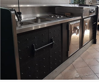 Bancone bar inox anni 70/80 industrial”