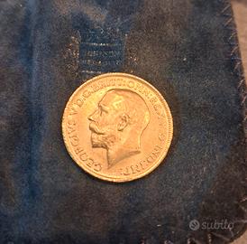 Sterlina britannica d'oro. Conio 1917, oro puro